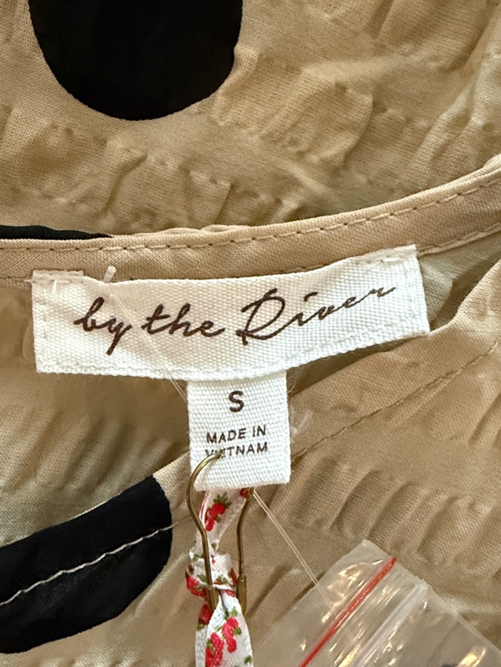 Sleeveless Tan Maxi Dress with Black Polka Dots - Picture 7 of 9